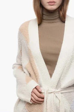 Cardigan Lungo in Lana del Casentino con Fantasia Geometrica></noscript>ArchivioB Online