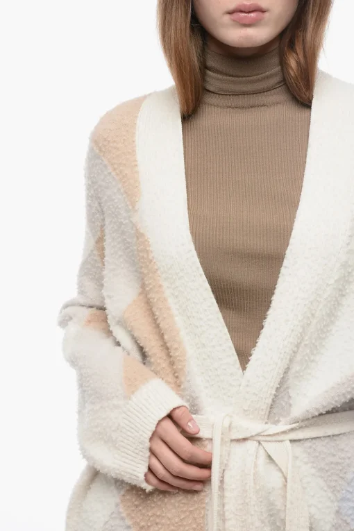 Cardigan Lungo in Lana del Casentino con Fantasia Geometrica>ArchivioB Online