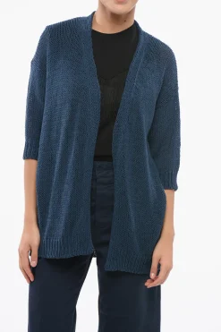 Cardigan Open Front in Misto Cotone a Maniche Corte>Roberto Collina Clearance