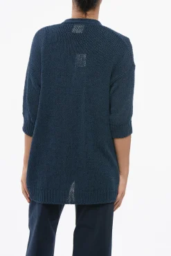 Cardigan Open Front in Misto Cotone a Maniche Corte>Roberto Collina Clearance