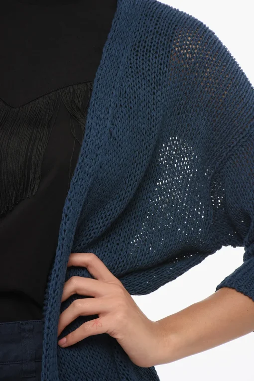 Cardigan Open Front in Misto Cotone a Maniche Corte>Roberto Collina Clearance