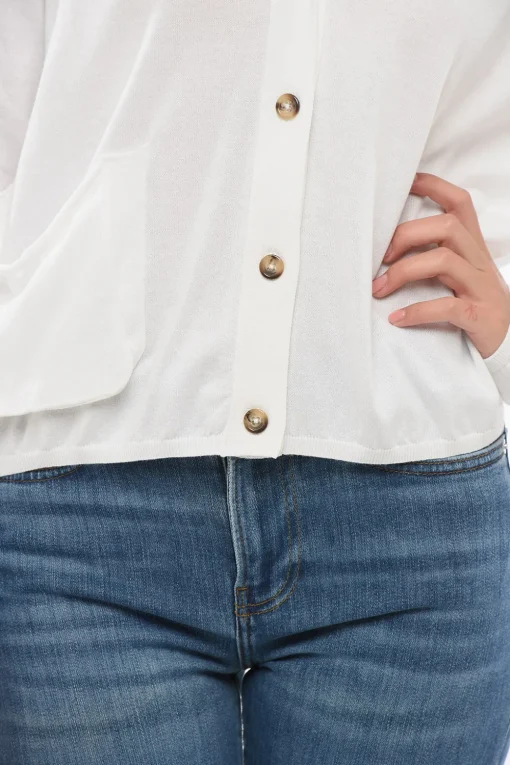 Cardigan OVER In Cotone con Scollo a V E Taschino>Oliver Lattughi New