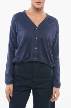 Hot Cardigan OVER In Cotone con Scollo a V E Taschino Donna Maglieria