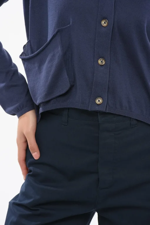 Hot Cardigan OVER In Cotone con Scollo a V E Taschino Donna Maglieria