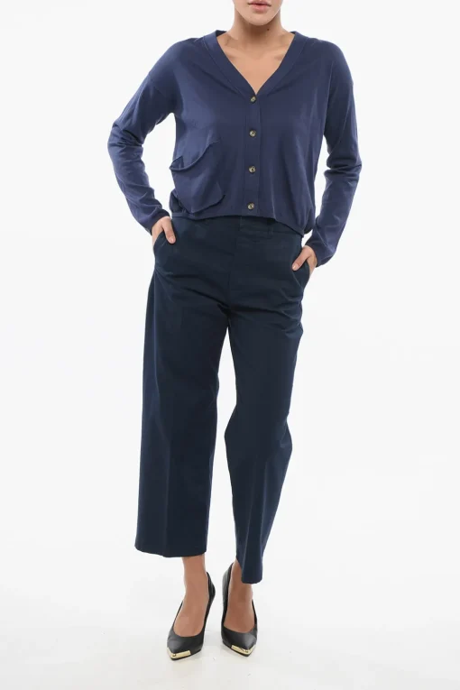Hot Cardigan OVER In Cotone con Scollo a V E Taschino Donna Maglieria