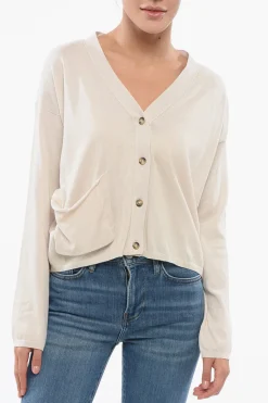 Cardigan OVER In Cotone con Scollo a V E Taschino>Oliver Lattughi Sale