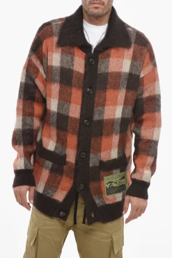 Cardigan Oversized in Lana con Motivo a Quadri>Dsquared2 Fashion