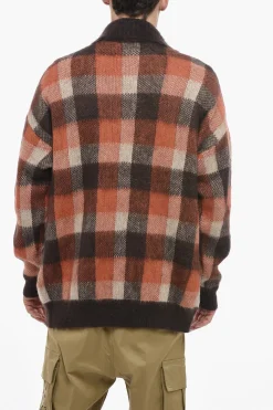 Cardigan Oversized in Lana con Motivo a Quadri>Dsquared2 Fashion