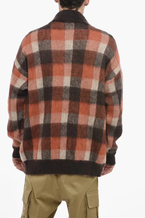 Cardigan Oversized in Lana con Motivo a Quadri>Dsquared2 Fashion