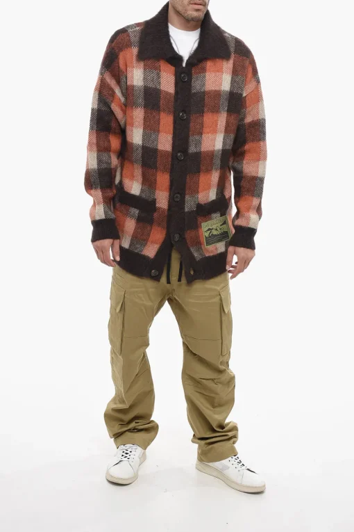 Cardigan Oversized in Lana con Motivo a Quadri>Dsquared2 Fashion