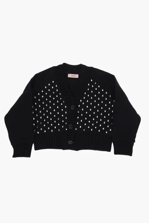 Cardigan Scollo a V Con Gioielli All-Over>N.21 Kids Best