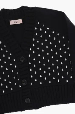 Cardigan Scollo a V Con Gioielli All-Over>N.21 Kids Best