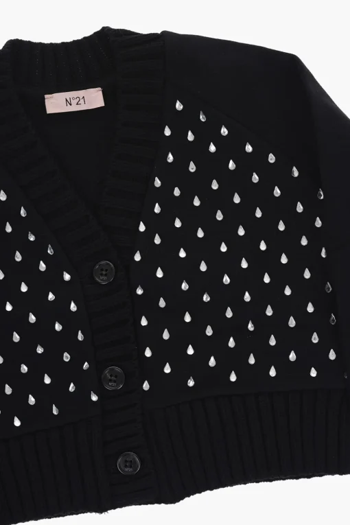 Cardigan Scollo a V Con Gioielli All-Over>N.21 Kids Best