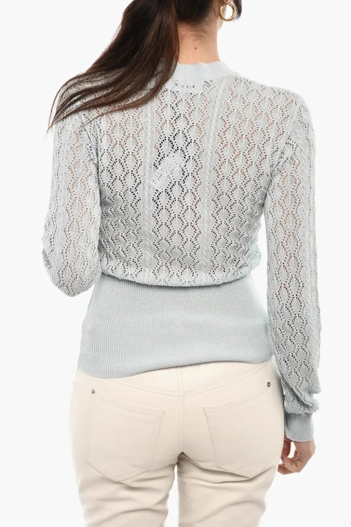 Fashion Cardigan Traforato con Bottoni Logati Donna Maglieria