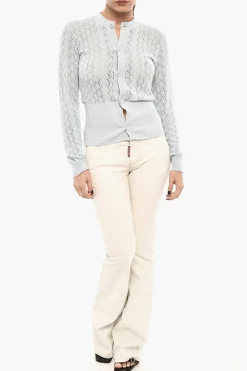 Fashion Cardigan Traforato con Bottoni Logati Donna Maglieria