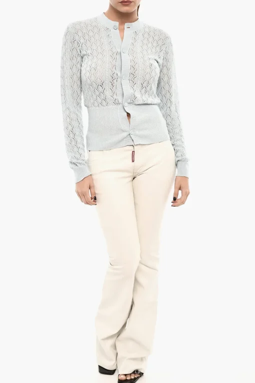 Fashion Cardigan Traforato con Bottoni Logati Donna Maglieria