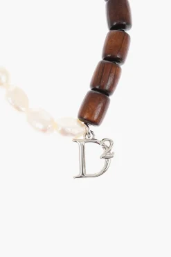 Cavigliera in Legno Impreziosita da Perle e Charm D2>Dsquared2 New
