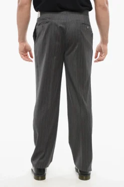 CC BROTHERS Pantaloni Gessati in Lana Vergine>Corneliani Hot
