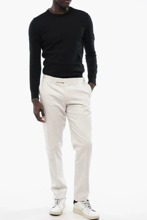 CC COLELCTION Pantaloni in Cotone e Cashmere ad Orlo Smerlato>Corneliani Outlet