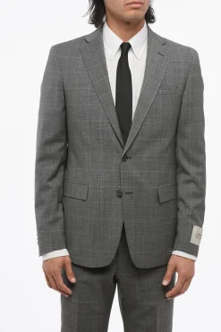 Clearance CC COLLECTION Abito 2 Bottoni District Check in Lana Vergine Due Spacchi Revers Classico Uomo Completi