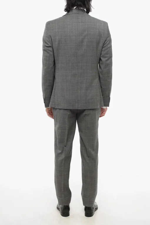 Clearance CC COLLECTION Abito 2 Bottoni District Check in Lana Vergine Due Spacchi Revers Classico Uomo Completi