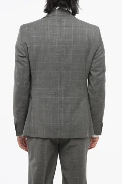 Clearance CC COLLECTION Abito 2 Bottoni District Check in Lana Vergine Due Spacchi Revers Classico Uomo Completi
