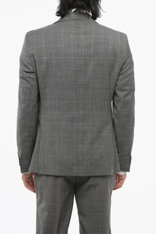 Clearance CC COLLECTION Abito 2 Bottoni District Check in Lana Vergine Due Spacchi Revers Classico Uomo Completi