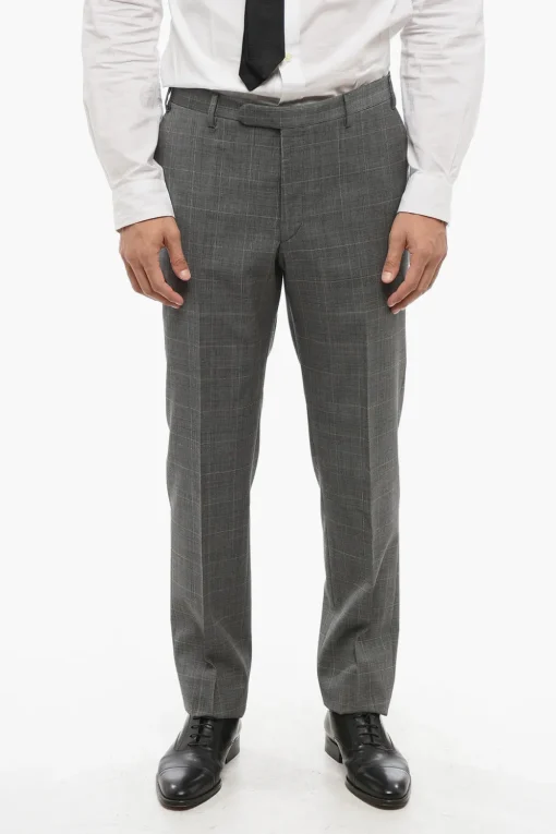Clearance CC COLLECTION Abito 2 Bottoni District Check in Lana Vergine Due Spacchi Revers Classico Uomo Completi
