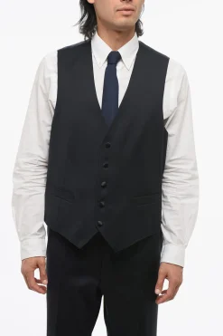 Outlet CC COLLECTION Abito 3 Pezzi con Gilet in Lana Vergine Due Spacchi Revers a Lancia con Passanti Uomo Completi