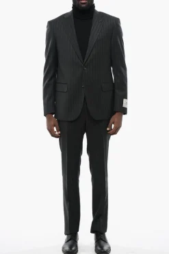 Clearance CC COLLECTION Abito Gessato RIGHT in Lana Vergine Uomo Completi