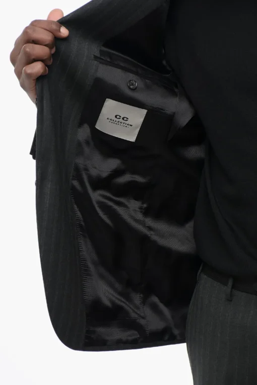 Clearance CC COLLECTION Abito Gessato RIGHT in Lana Vergine Uomo Completi