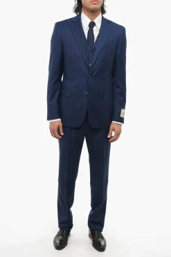 CC COLLECTION Abito Tre Pezzi con Gilet in Lana Vergine Due Spacchi Revers Classico>Corneliani Outlet
