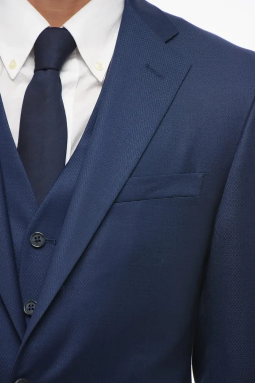 CC COLLECTION Abito Tre Pezzi con Gilet in Lana Vergine Due Spacchi Revers Classico>Corneliani Outlet