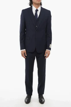 CC COLLECTION Abito Tre Pezzi con Gilet in Lana Vergine Due Spacchi Revers Classico>Corneliani Hot
