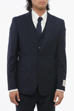 CC COLLECTION Abito Tre Pezzi con Gilet in Lana Vergine Due Spacchi Revers Classico>Corneliani Hot