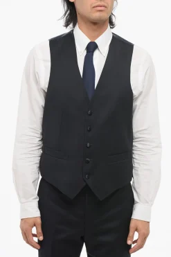 CC COLLECTION Abito Tre Pezzi con Gilet in Lana Vergine Due Spacchi Revers a Lancia></noscript>Corneliani New