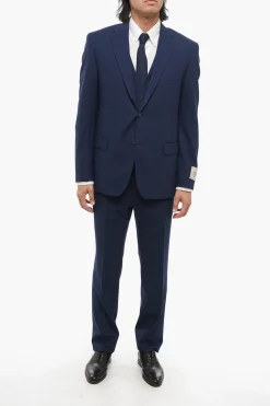 Best CC COLLECTION Abito Tre Pezzi Con Gilet in Misto Lana Vergine Revers Classico Uomo Completi