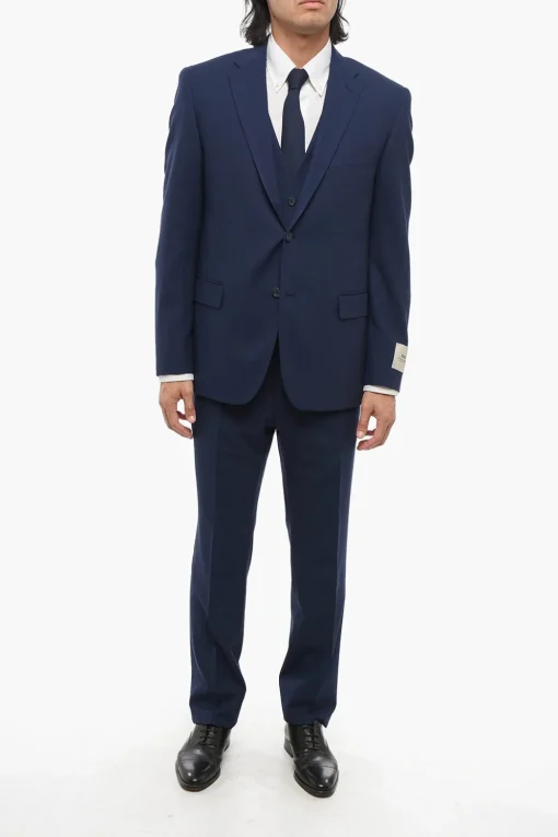 Best CC COLLECTION Abito Tre Pezzi Con Gilet in Misto Lana Vergine Revers Classico Uomo Completi