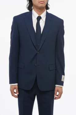 Best CC COLLECTION Abito Tre Pezzi Con Gilet in Misto Lana Vergine Revers Classico Uomo Completi