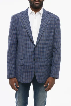 Best CC Collection Blazer in Fresco Lana con Motivo a Quadri Uomo Giacche