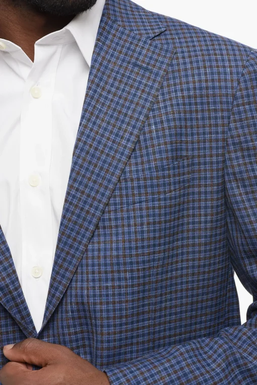 Best CC Collection Blazer in Fresco Lana con Motivo a Quadri Uomo Giacche