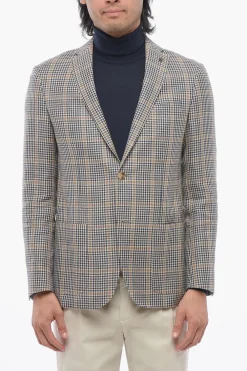 Best CC COLLECTION Blazer in Misto Lino con Motivo a Quadri Uomo Giacche