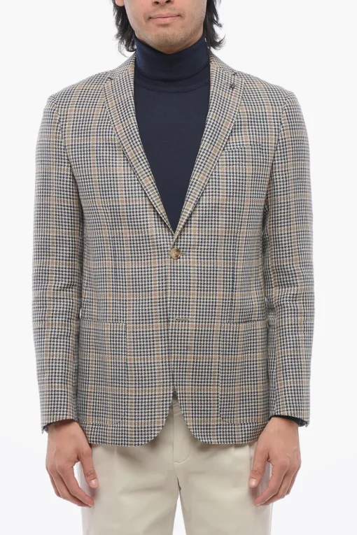 Best CC COLLECTION Blazer in Misto Lino con Motivo a Quadri Uomo Giacche