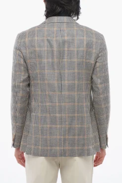 Best CC COLLECTION Blazer in Misto Lino con Motivo a Quadri Uomo Giacche