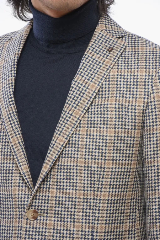 Best CC COLLECTION Blazer in Misto Lino con Motivo a Quadri Uomo Giacche