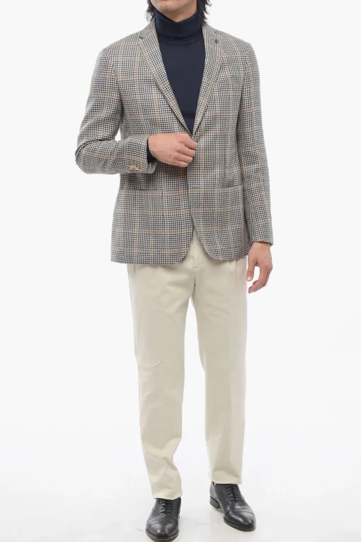 Best CC COLLECTION Blazer in Misto Lino con Motivo a Quadri Uomo Giacche