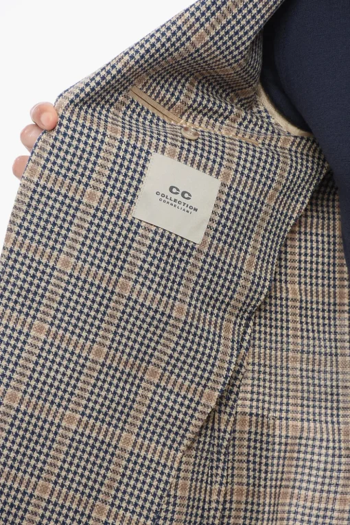 Best CC COLLECTION Blazer in Misto Lino con Motivo a Quadri Uomo Giacche