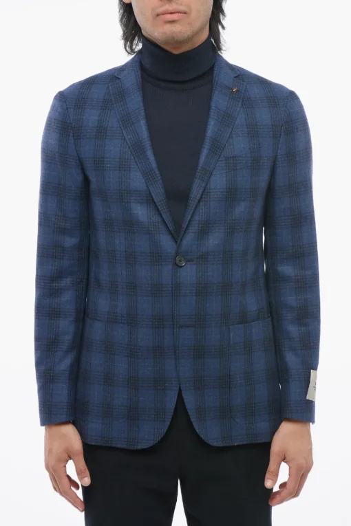 Outlet CC COLLECTION Blazer RIGHT in Misto Lana District Check Uomo Giacche