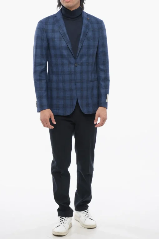 Outlet CC COLLECTION Blazer RIGHT in Misto Lana District Check Uomo Giacche