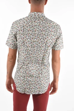 CC COLLECTION Camicia a Maniche Corte con Collo Button-down e Fantasa Floreale>Corneliani Outlet